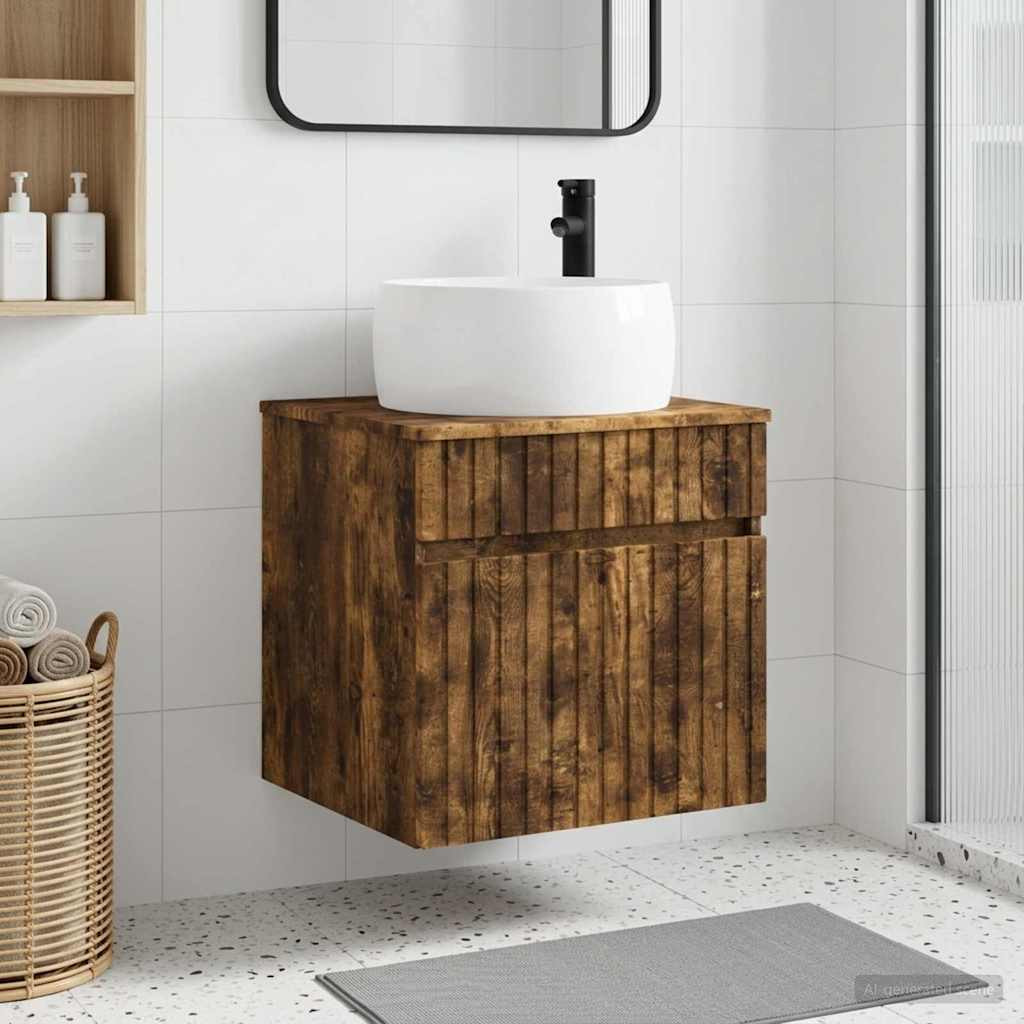 vidaXL Wandmontierte Waschbecken-Vanität Geräucherte Eiche
