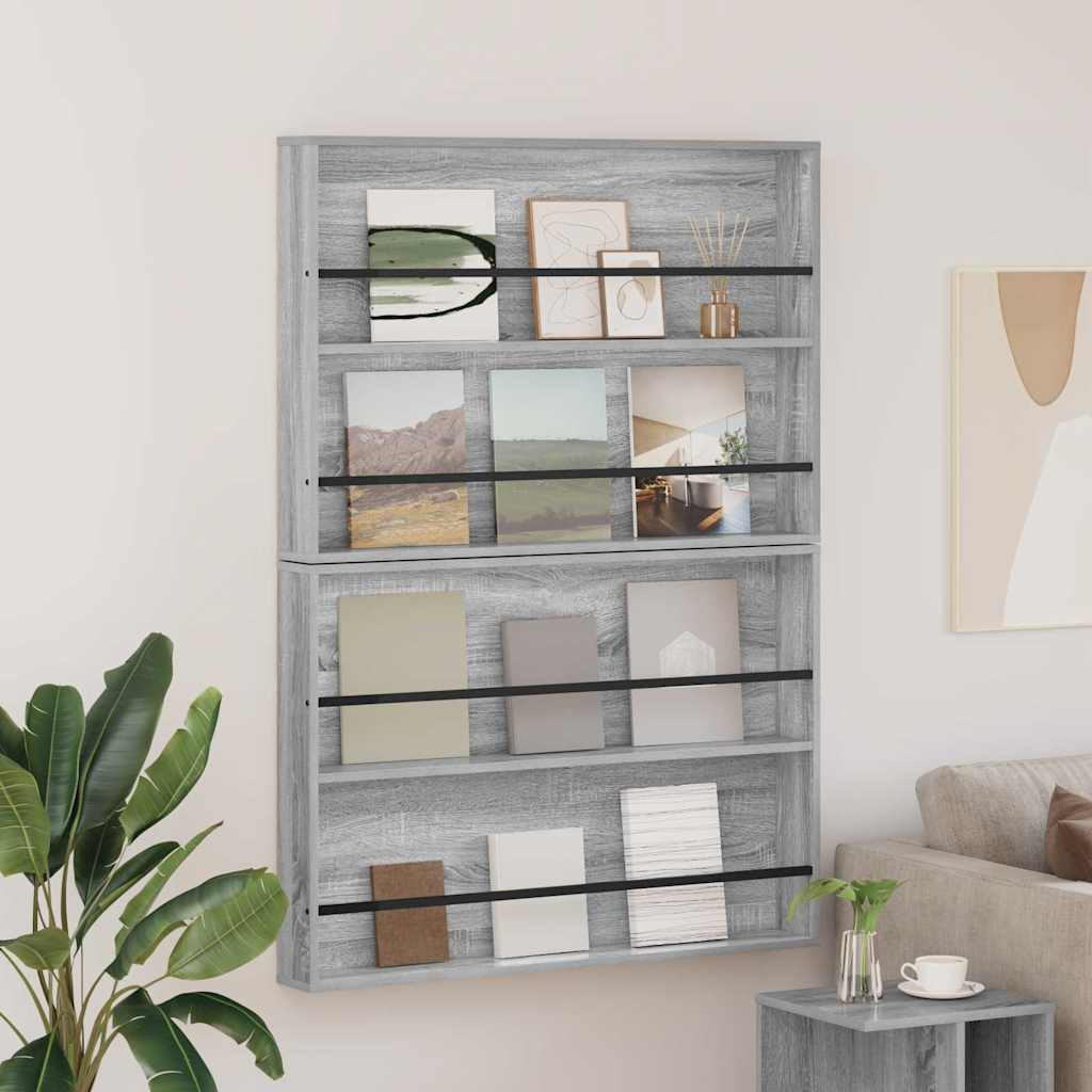 vidaXL Magazinregal 2 pcs Graues Sonoma 100 x 12 x 70 cm Holzwerkstoff