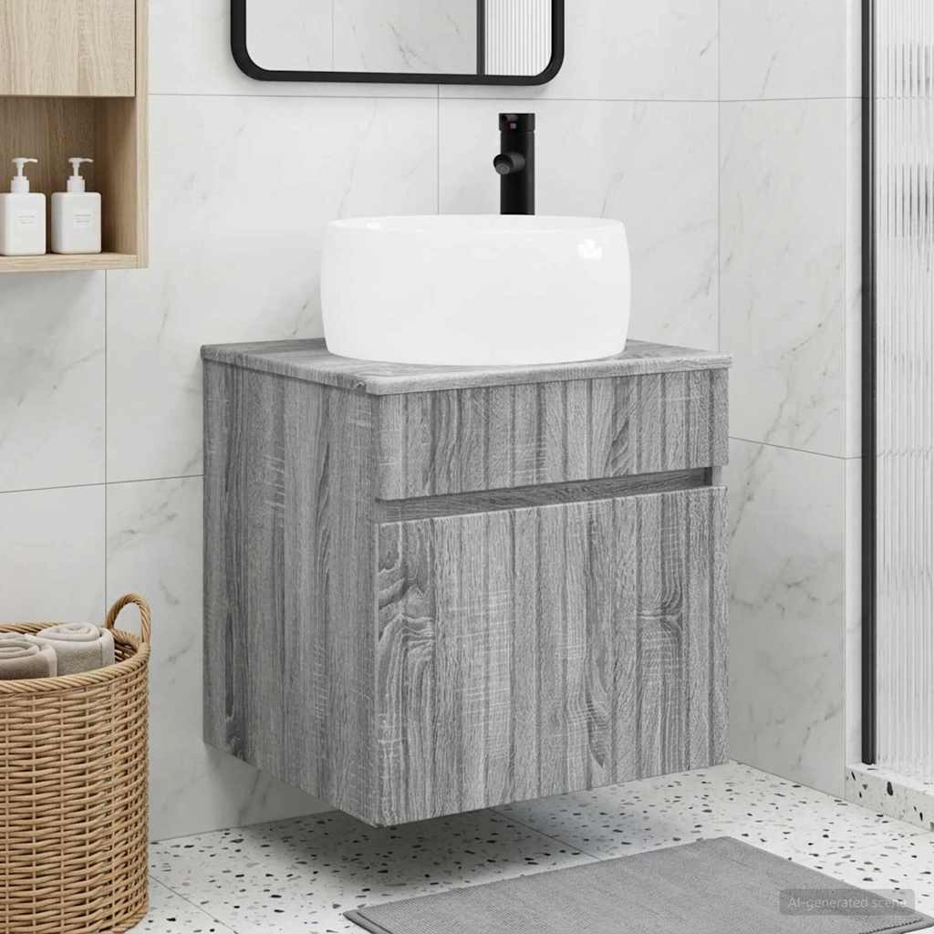 vidaXL Wandmontierte Waschbecken-Vanität Grau Sonoma 49 x 44,5 x 66 cm
