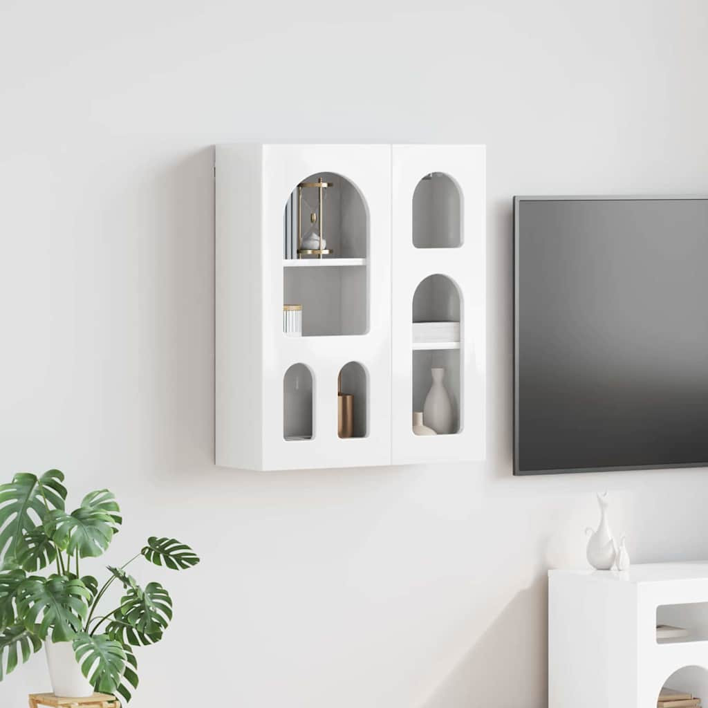 vidaXL Hängeschrank mit Regal ELST Hochglanz Weiß 59 x 20 x 71,5 cm