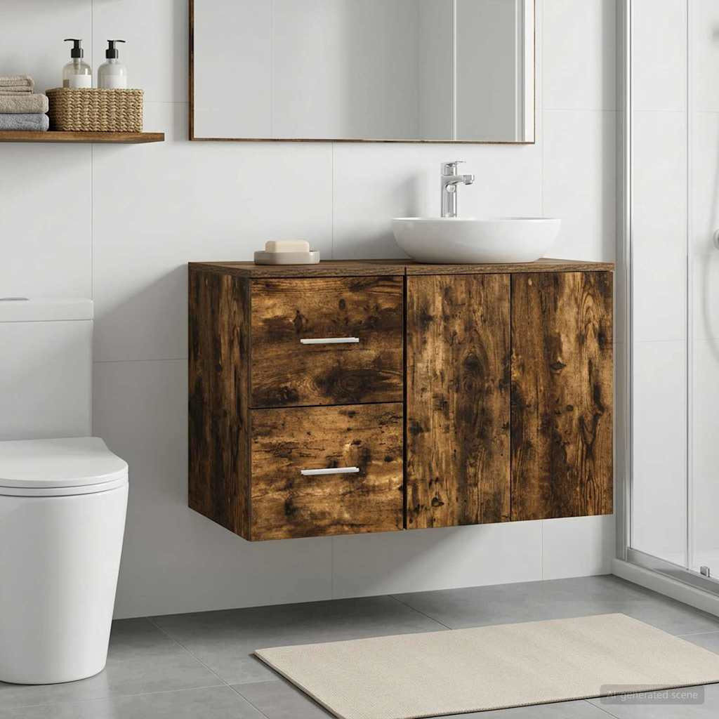 vidaXL Badezimmerschrank Inzwischen Geräucherte Eiche 30 x 35 x 50 cm
