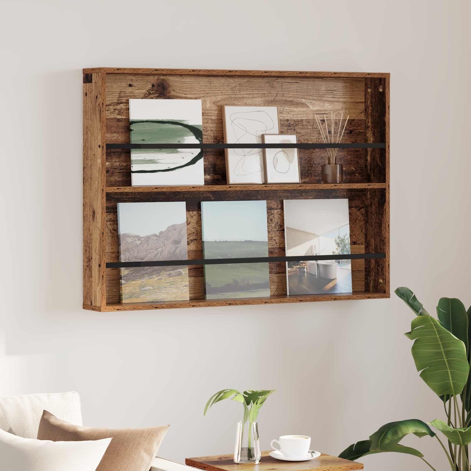 vidaXL Magazinregal mit Regal Altholz 100 x 12 x 70 cm Holzwerkstoff