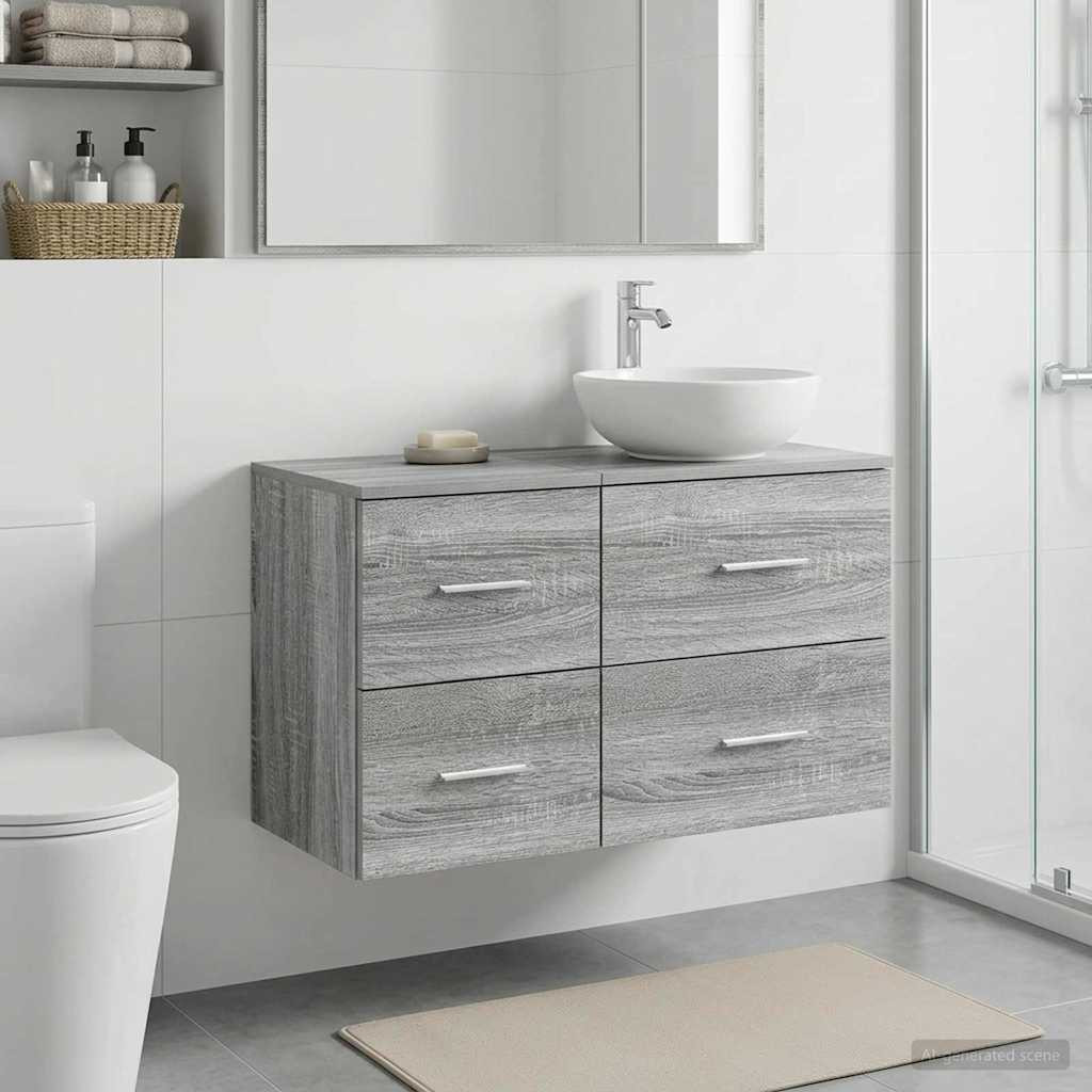 vidaXL Badezimmerschrank Inzwischen Grau Sonoma 30 x 35 x 50 cm