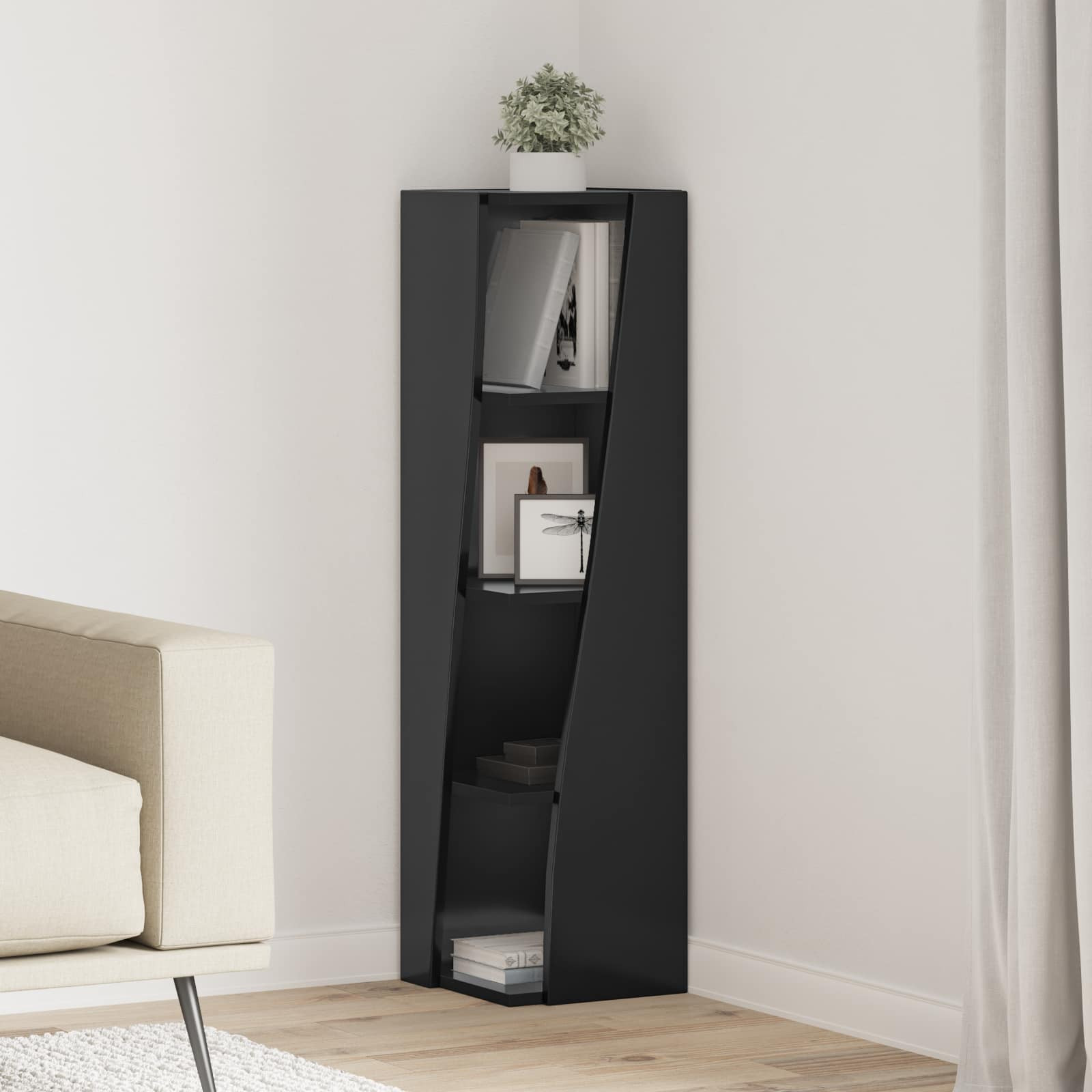 vidaXL Eckschrank Schwarz 27,5x27x102cm Holzwerkstoff