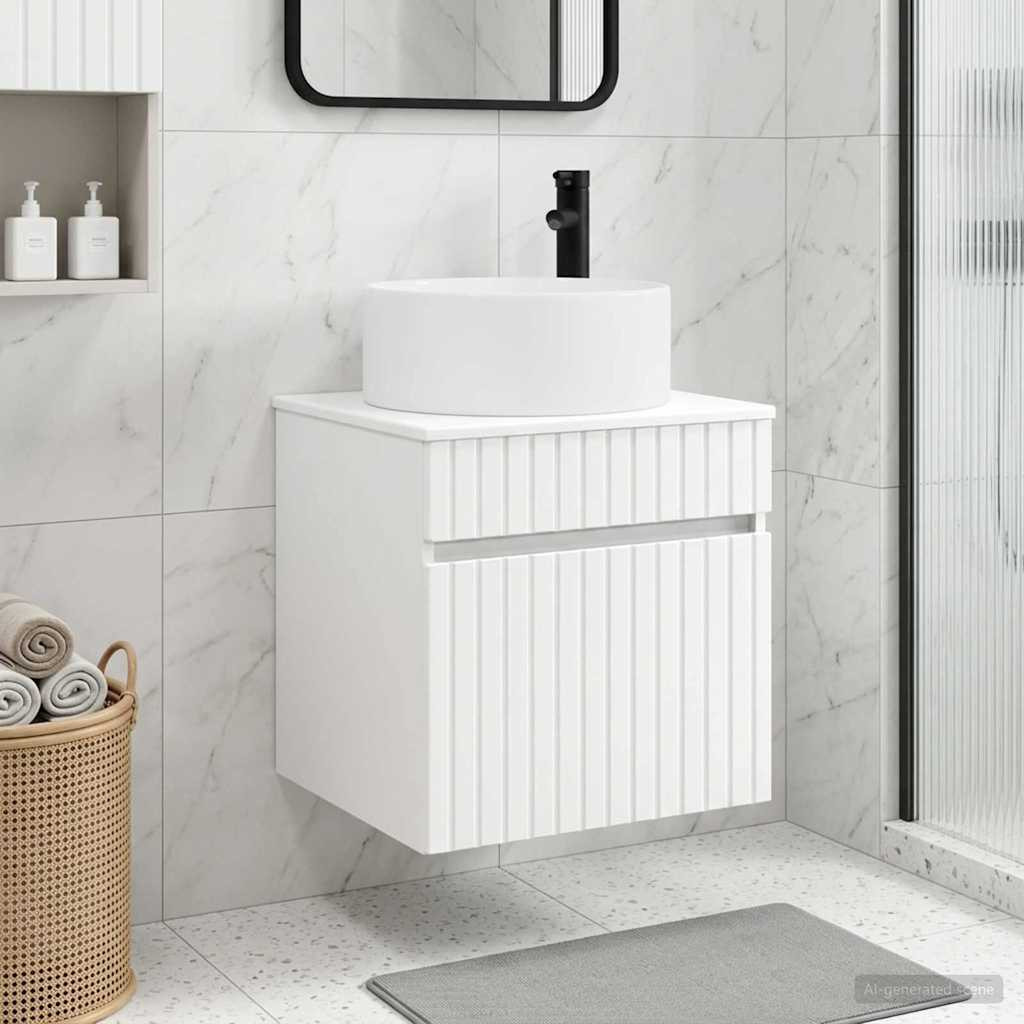 vidaXL Wandmontierte Waschbecken-Vanität Weiß 49 x 44,5 x 65,5 cm