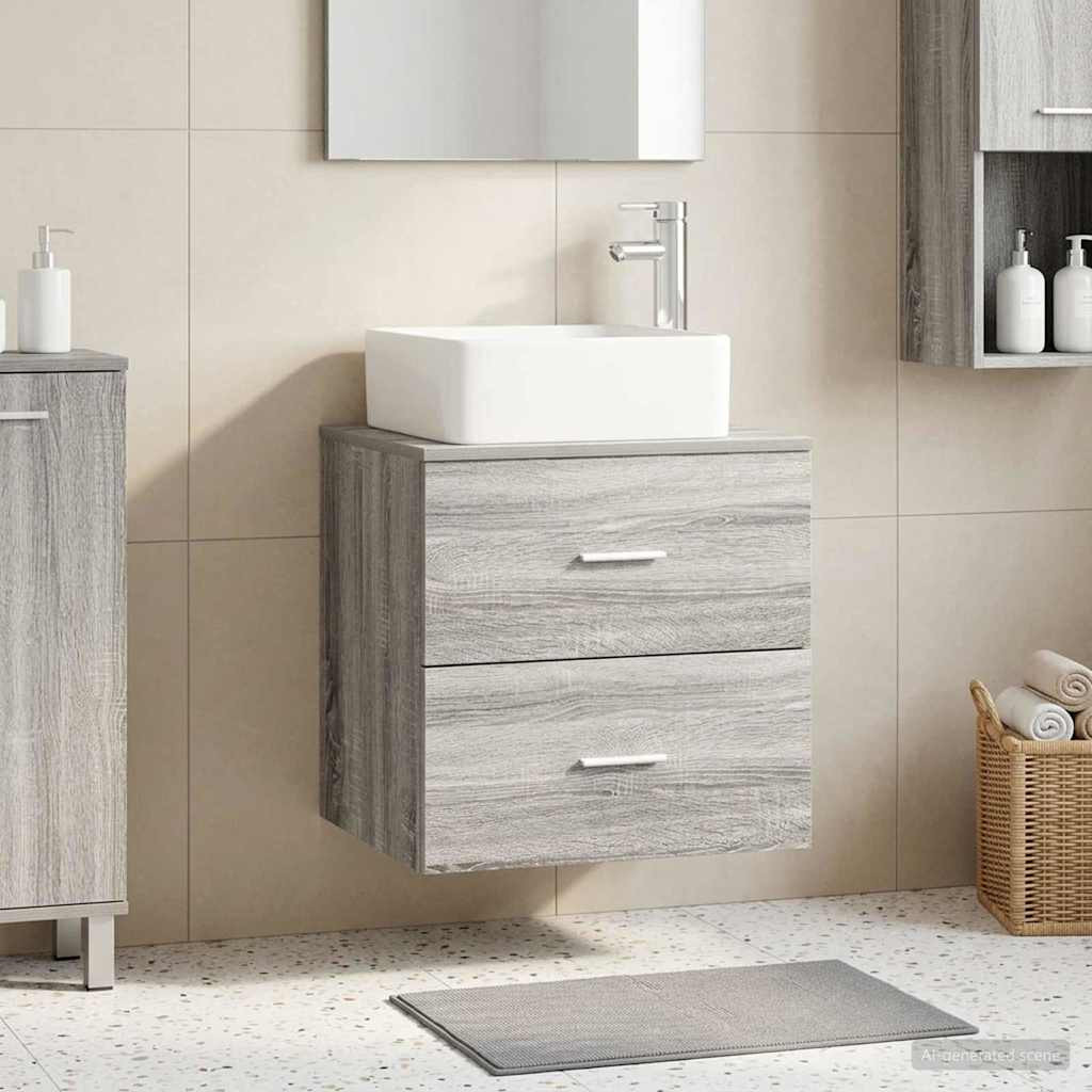 vidaXL Wandmontierte Waschtisch Grau Sonoma 49,5 x 41 x 63 cm