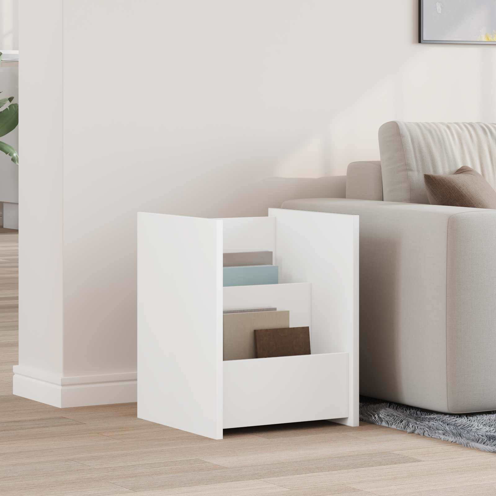 vidaXL Magazinregal mit Regal Weiß 35 x 35 x 45 cm Holzwerkstoff