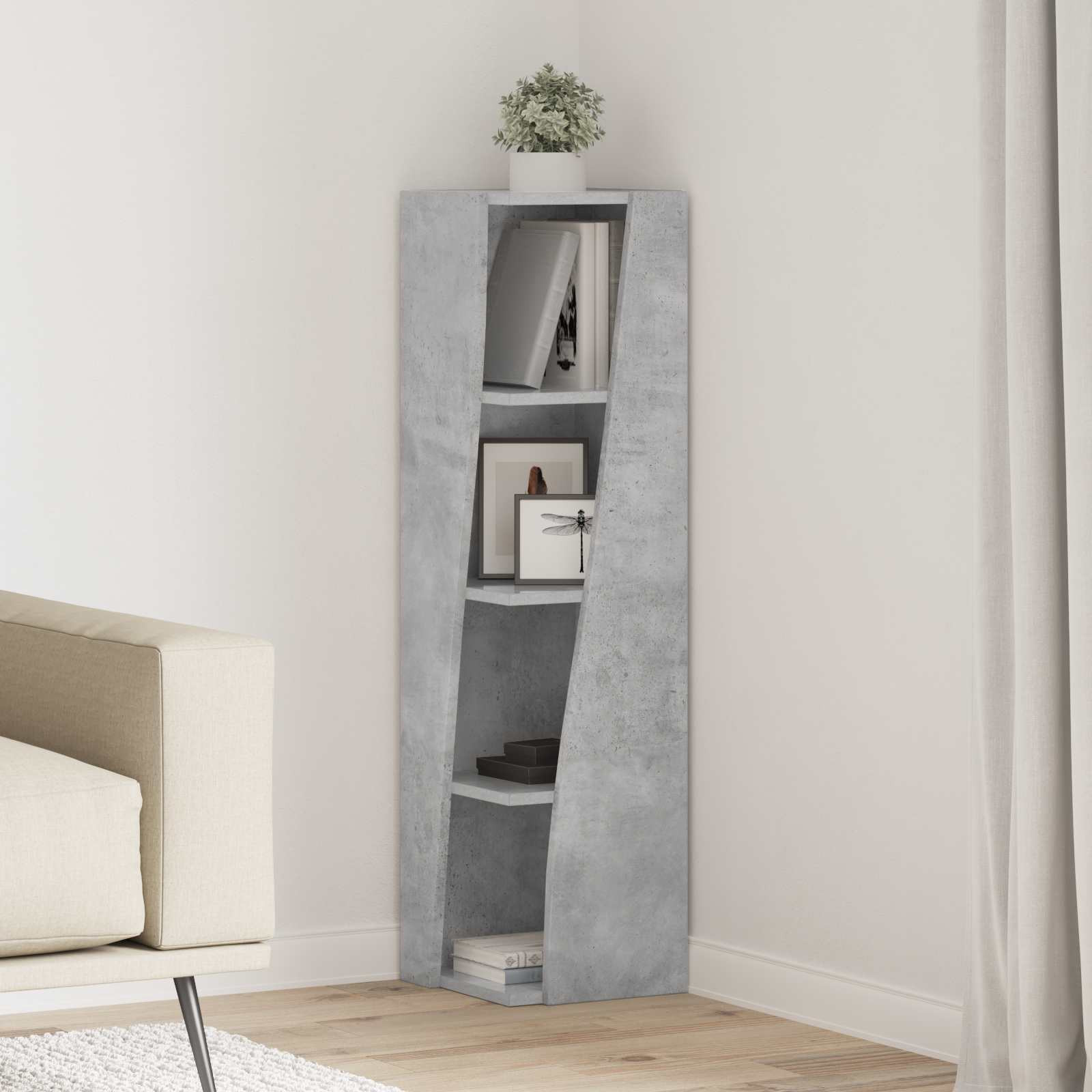 vidaXL Eckschrank Beton Grau 27,5x27x102cm Holzwerkstoff