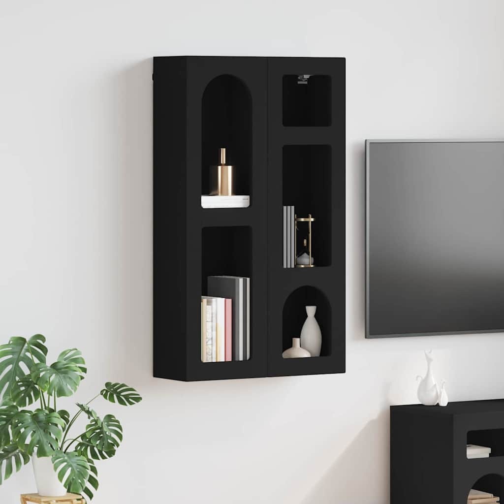vidaXL Hängeschrank ELST Schwarz 59 x 20 x 100 cm Holzwerkstoff