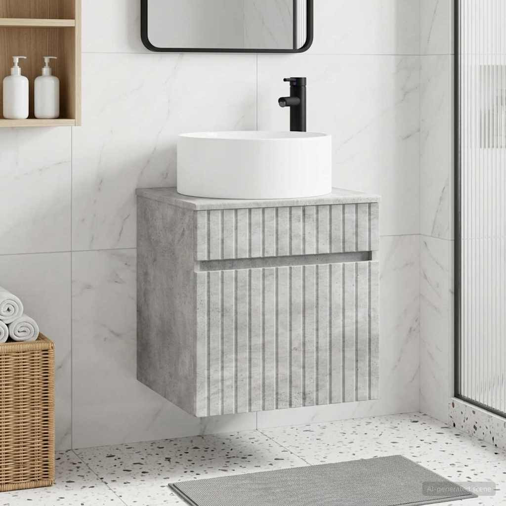 vidaXL Wandmontierte Waschbecken-Vanität Betongrau 49 x 44,5 x 65,5 cm