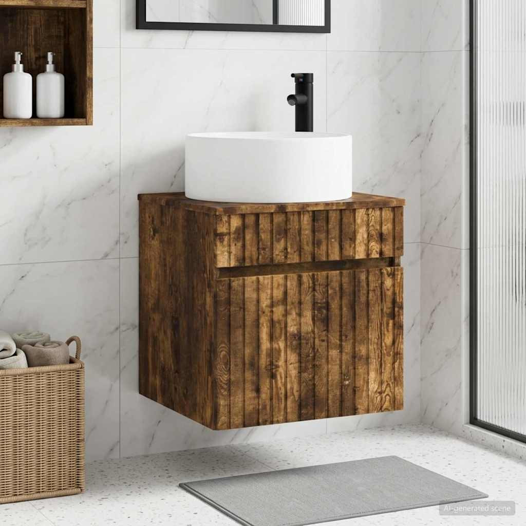 vidaXL Wandmontierte Waschbecken-Vanität Geräucherte Eiche