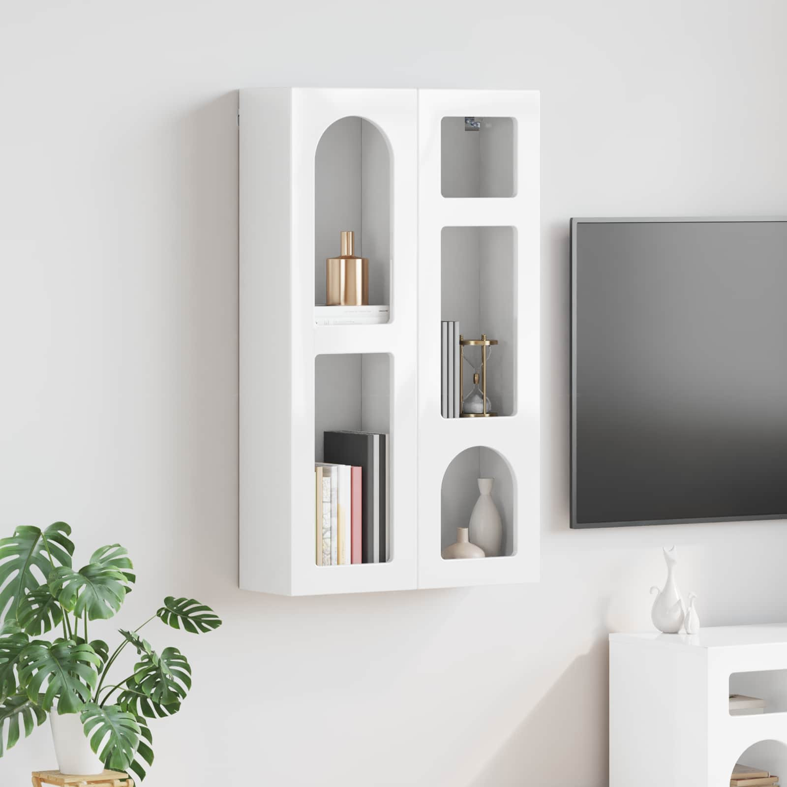 vidaXL Hängeschrank ELST Hochglanz Weiß 59 x 20 x 100 cm Holzwerkstoff