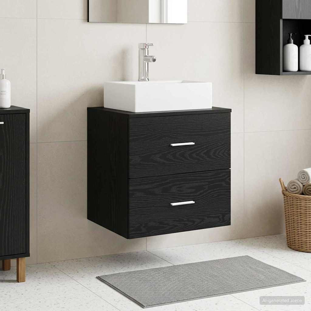 vidaXL Wandmontierte Waschtisch Schwarze Eiche 49,5 x 41 x 62,5 cm