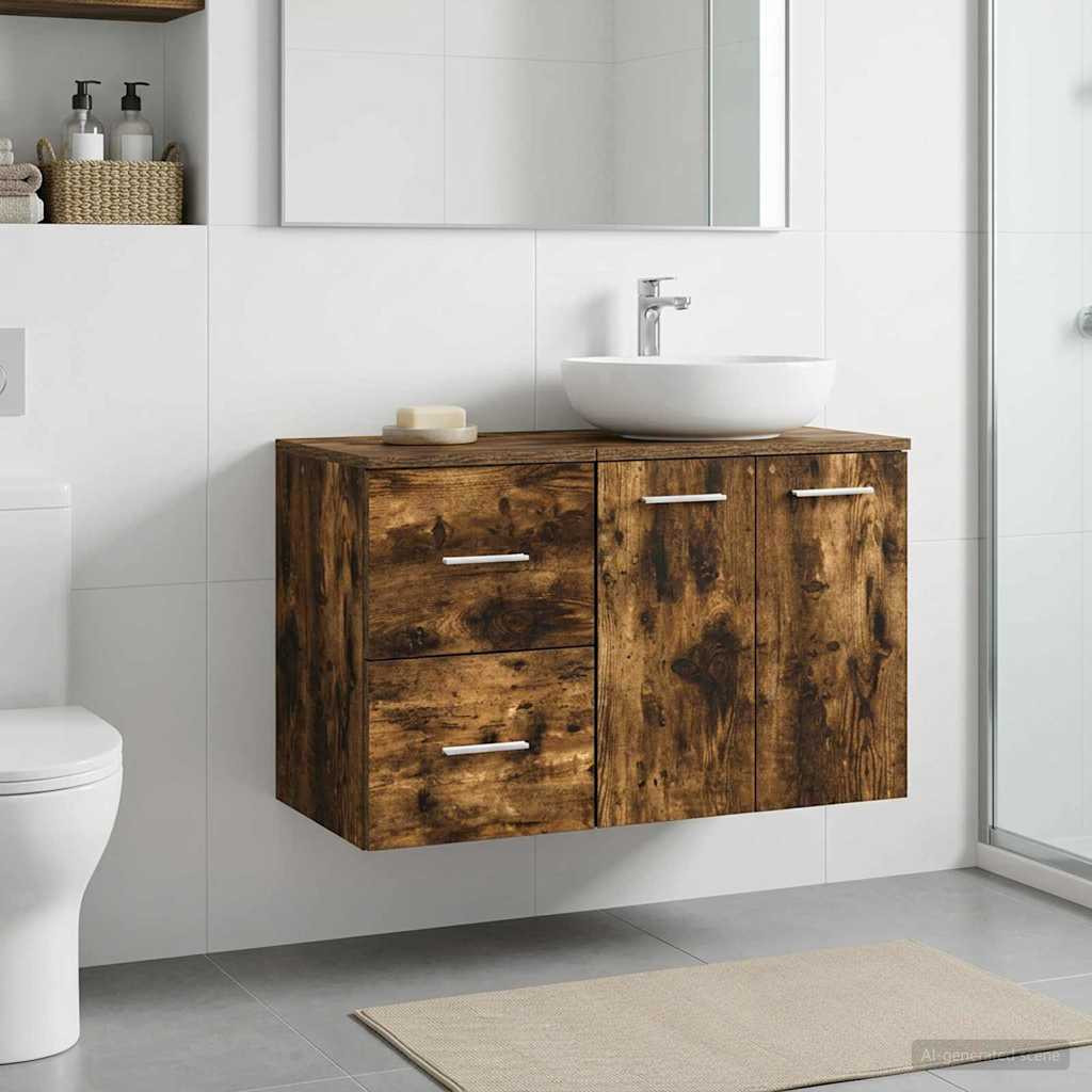 vidaXL Badezimmerschrank Inzwischen Geräucherte Eiche 30 x 41 x 50 cm