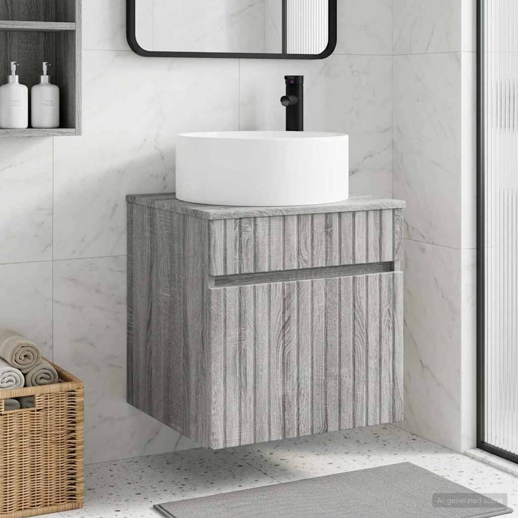 vidaXL Wandmontierte Waschbecken-Vanität Grau Sonoma