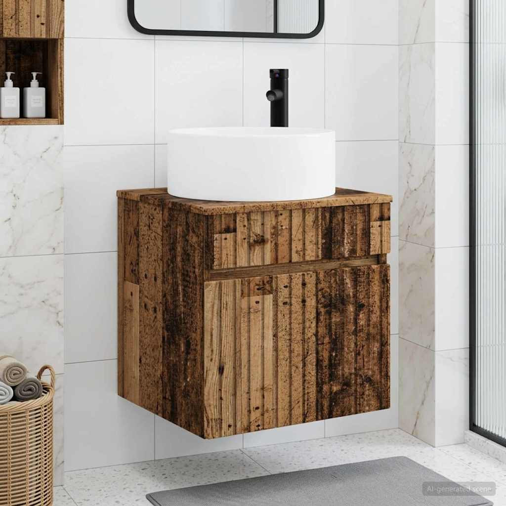 vidaXL Wandmontierte Waschbecken-Vanität Altholz 49 x 44,5 x 65,5 cm