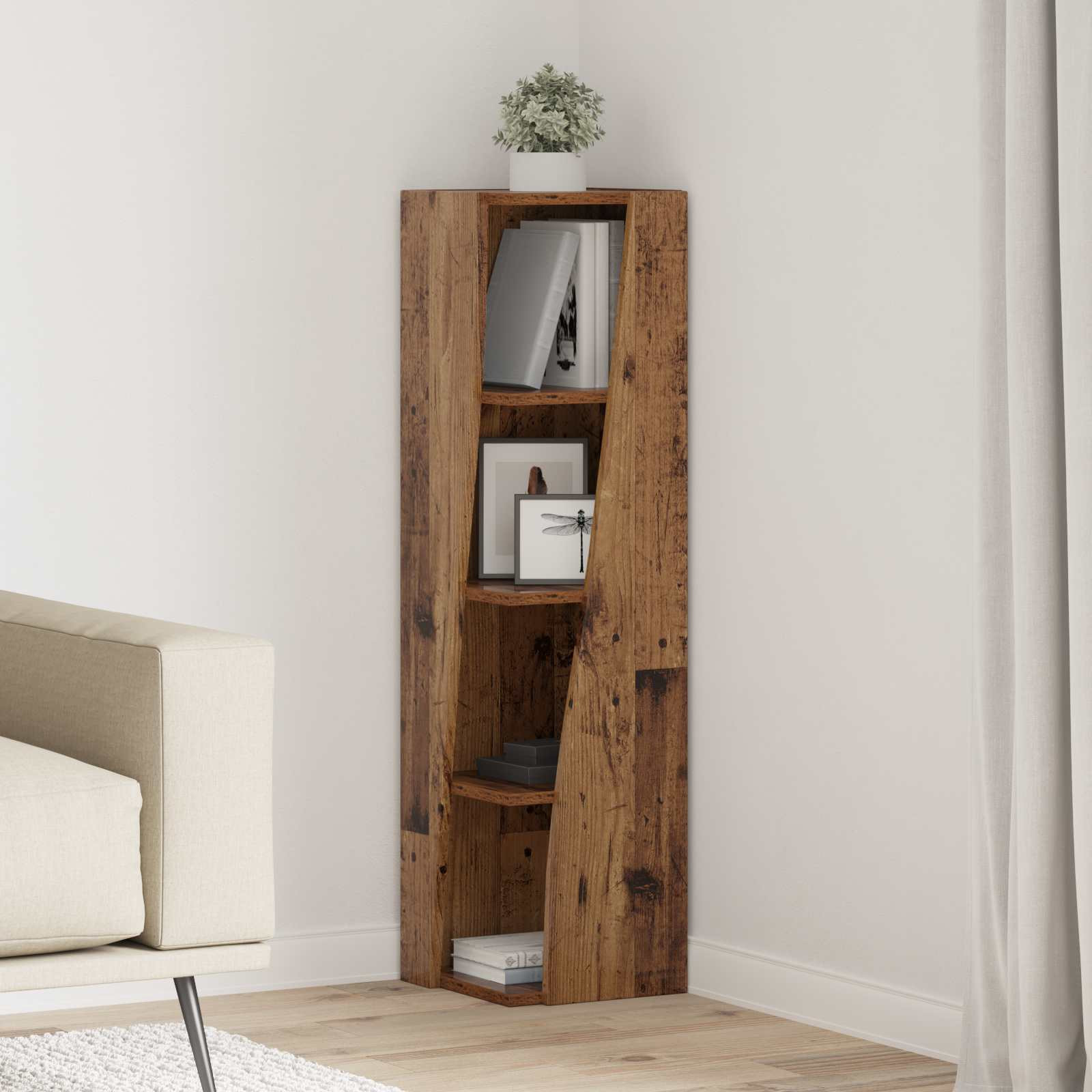 vidaXL Eckschrank Altholz 27,5x27x102cm Holzwerkstoff