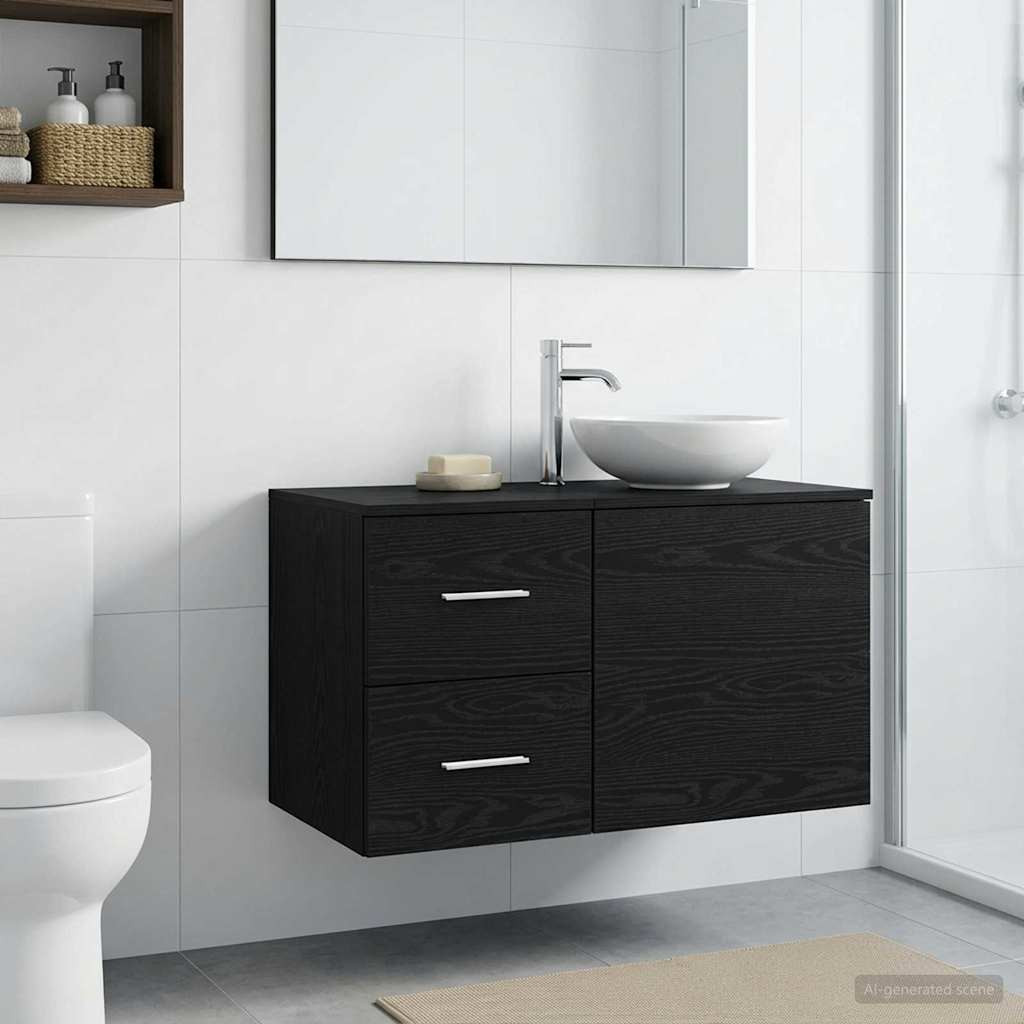 vidaXL Badezimmerschrank Inzwischen Schwarze Eiche 30 x 44,5 x 50 cm