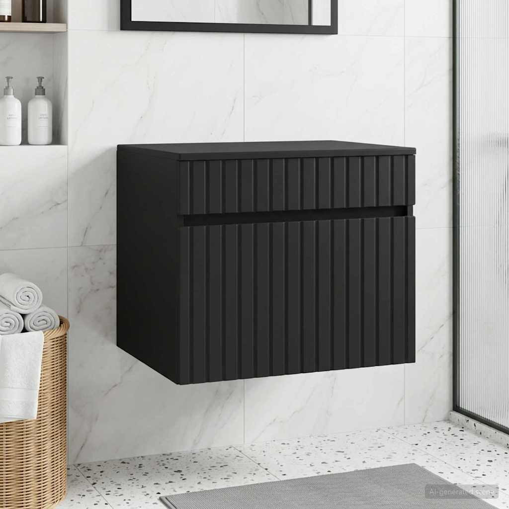 vidaXL Wandmontierter Badezimmerschrank Schwarz 59 x 44,5 x 50 cm