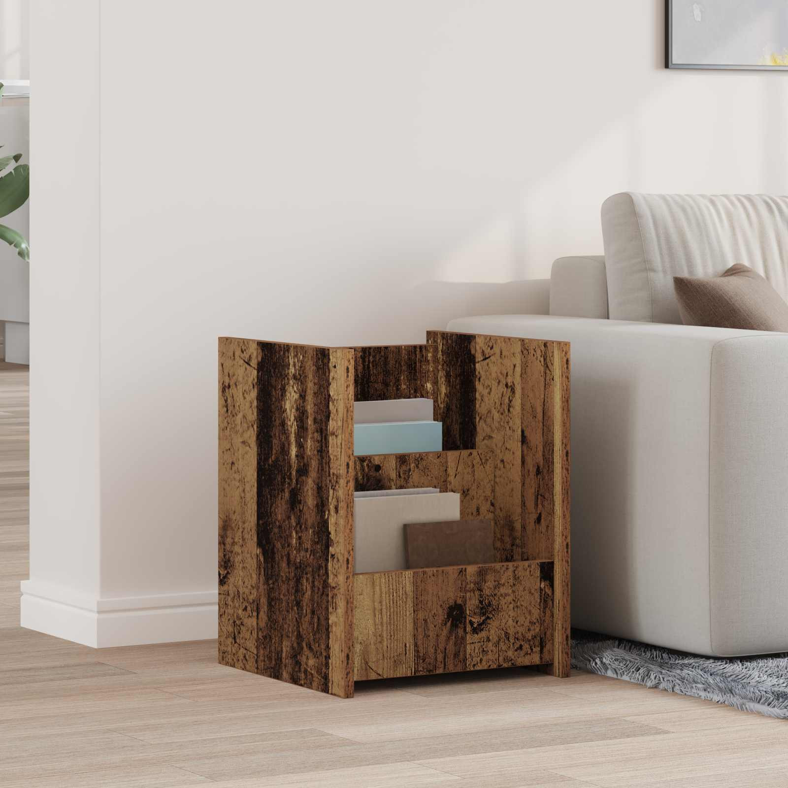 vidaXL Magazinregal mit Regal Altholz 35 x 35 x 45 cm Holzwerkstoff
