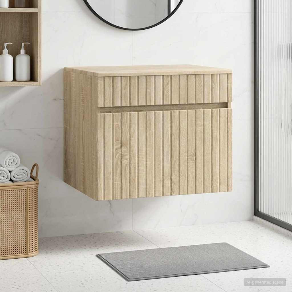 vidaXL Wandmontierter Badezimmerschrank Sonoma-Eiche 59 x 44,5 x 50 cm