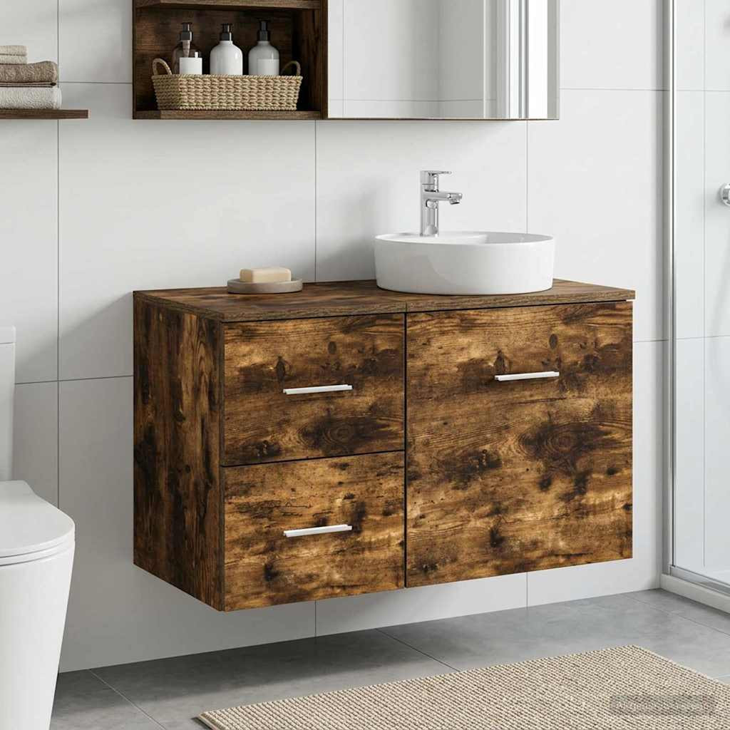 vidaXL Badezimmerschrank Inzwischen Geräucherte Eiche