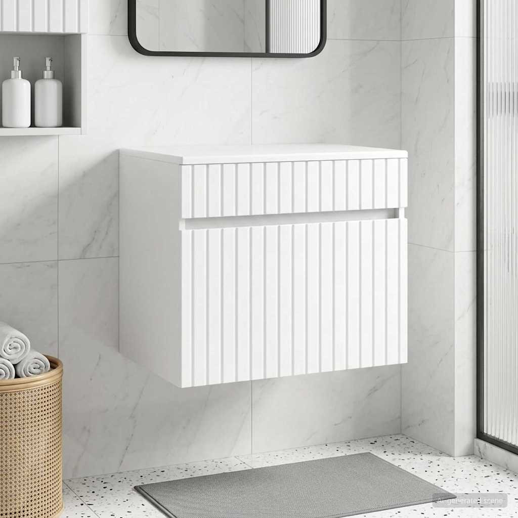 vidaXL Wandmontierter Badezimmerschrank Hochglanz Weiß