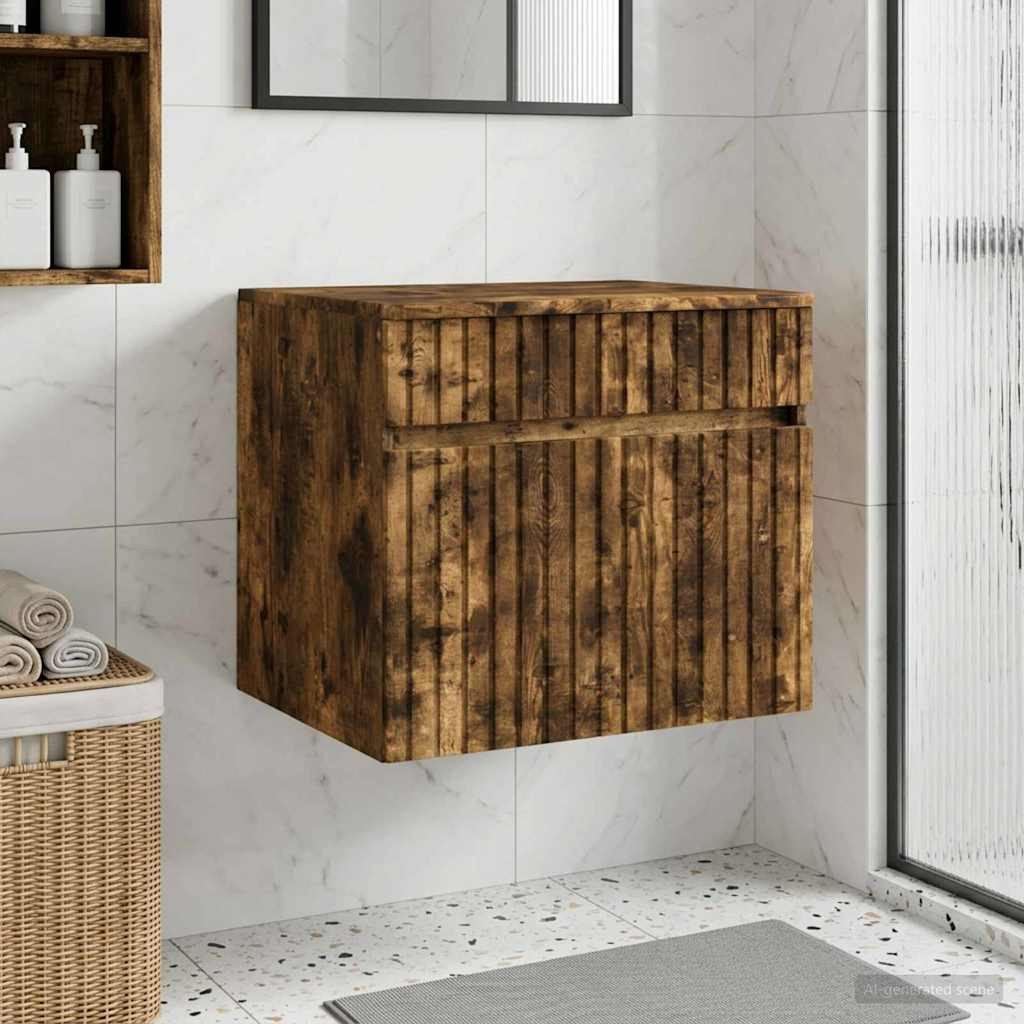 vidaXL Wandmontierter Badezimmerschrank Geräucherte Eiche