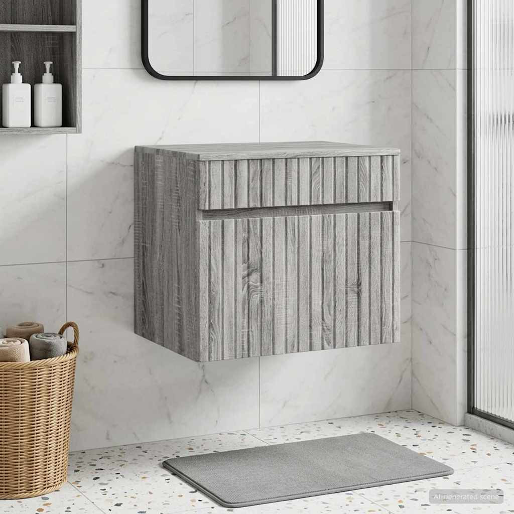 vidaXL Wandmontierter Badezimmerschrank Grau Sonoma 59 x 44,5 x 50 cm