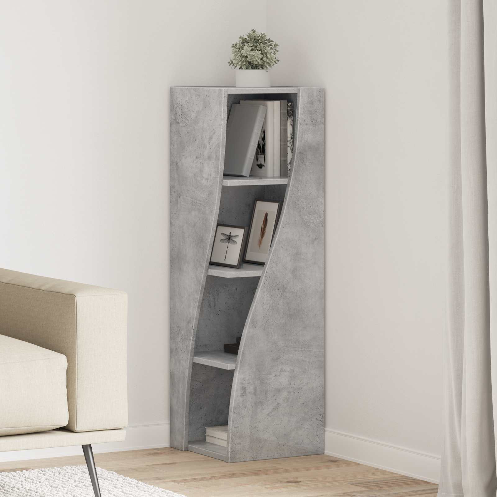 vidaXL Eckschrank Beton Grau 32x32x102cm Holzwerkstoff