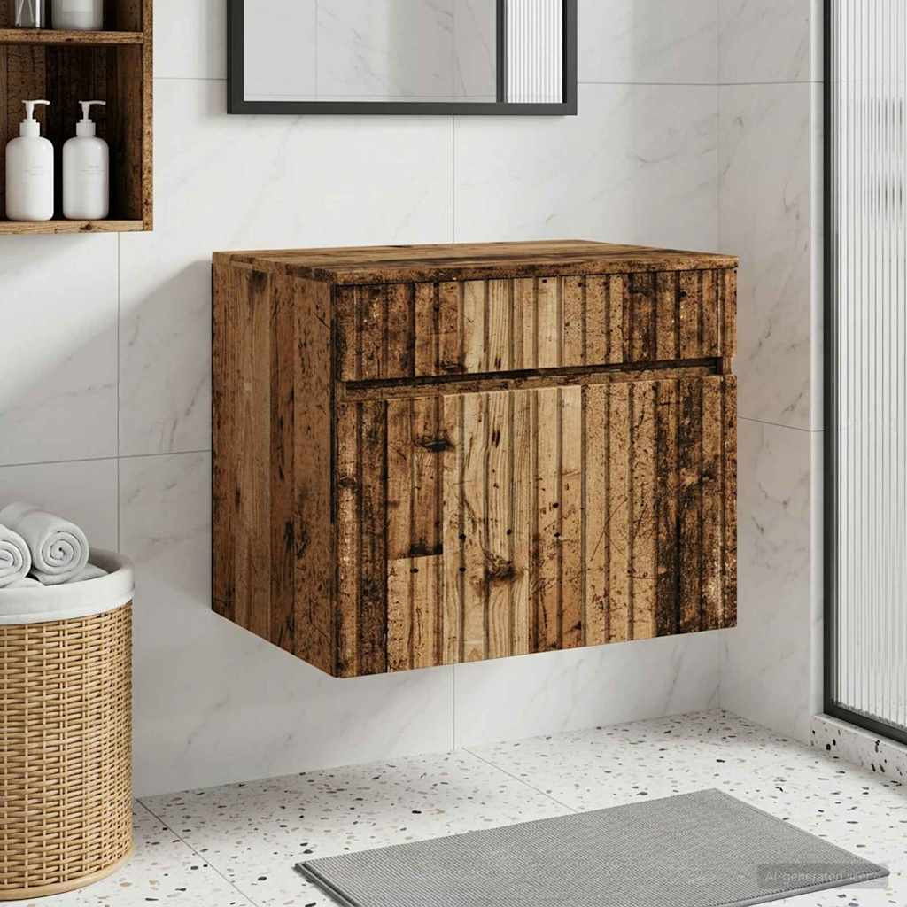 vidaXL Wandmontierter Badezimmerschrank Altholz 59 x 44,5 x 50 cm