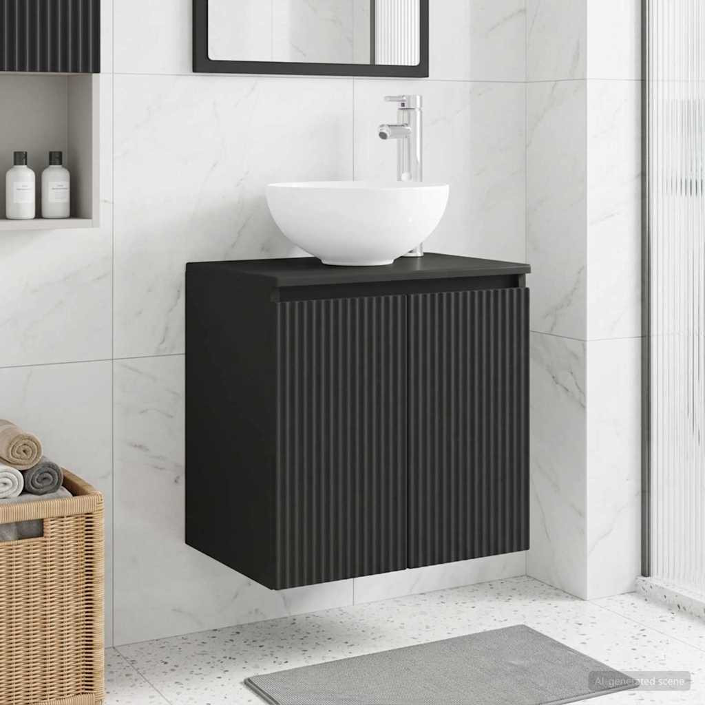 vidaXL Wandmontierte Waschtisch Schwarz 49,5 x 35 x 63 cm