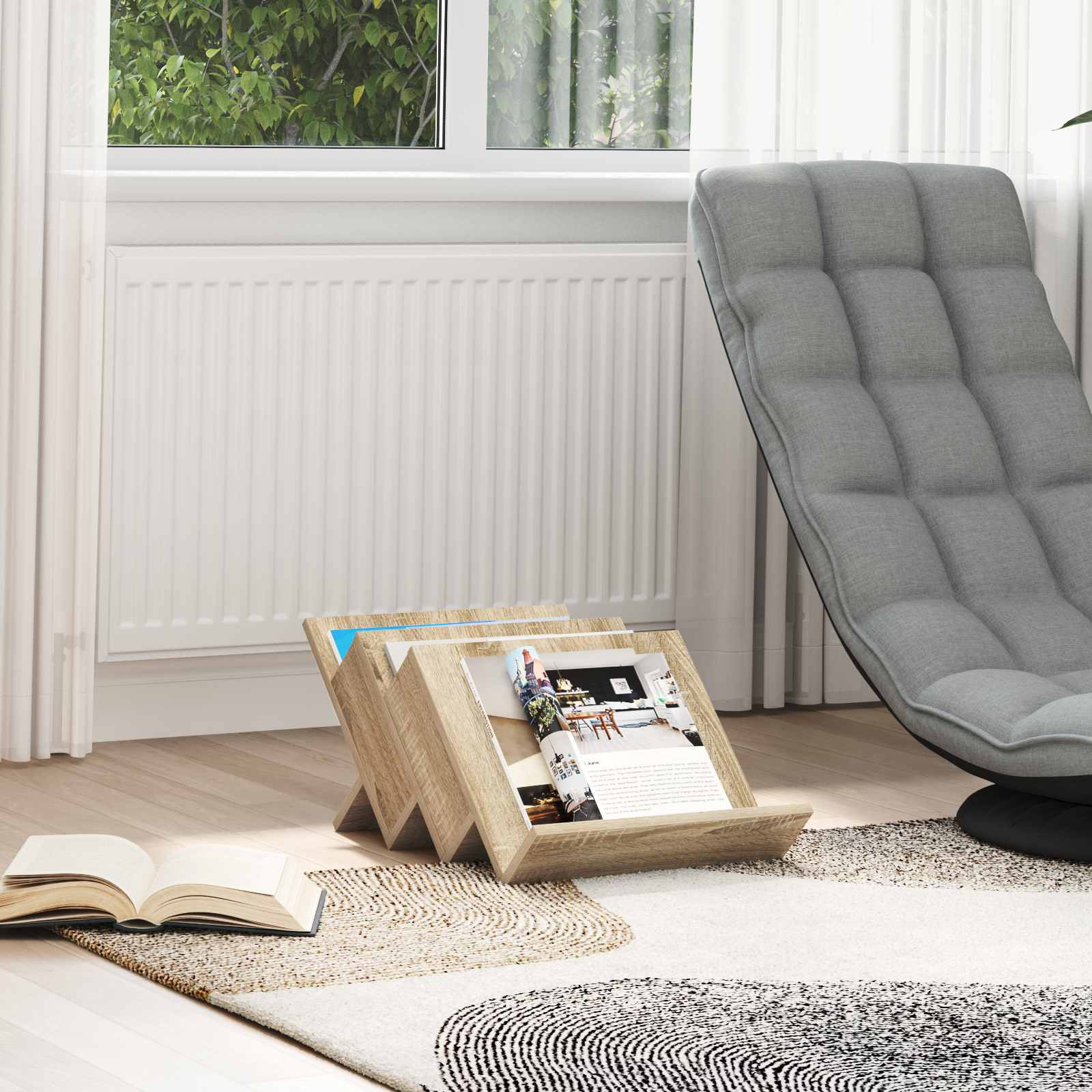 vidaXL Magazinregal Sonoma-Eiche 53 x 40 x 28,5 cm Holzwerkstoff