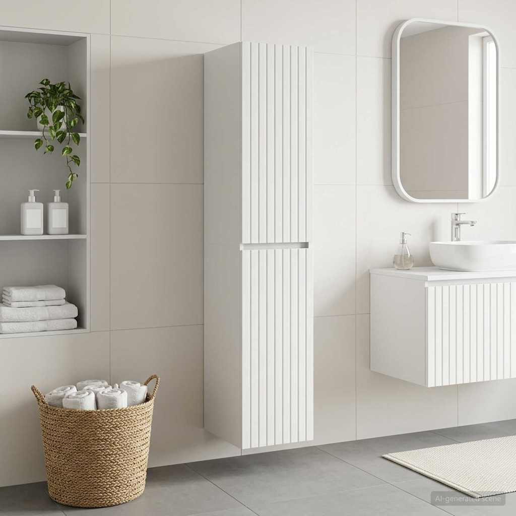 vidaXL Wandmontierter Badezimmerschrank Weiß 33 x 34,5 x 160 cm