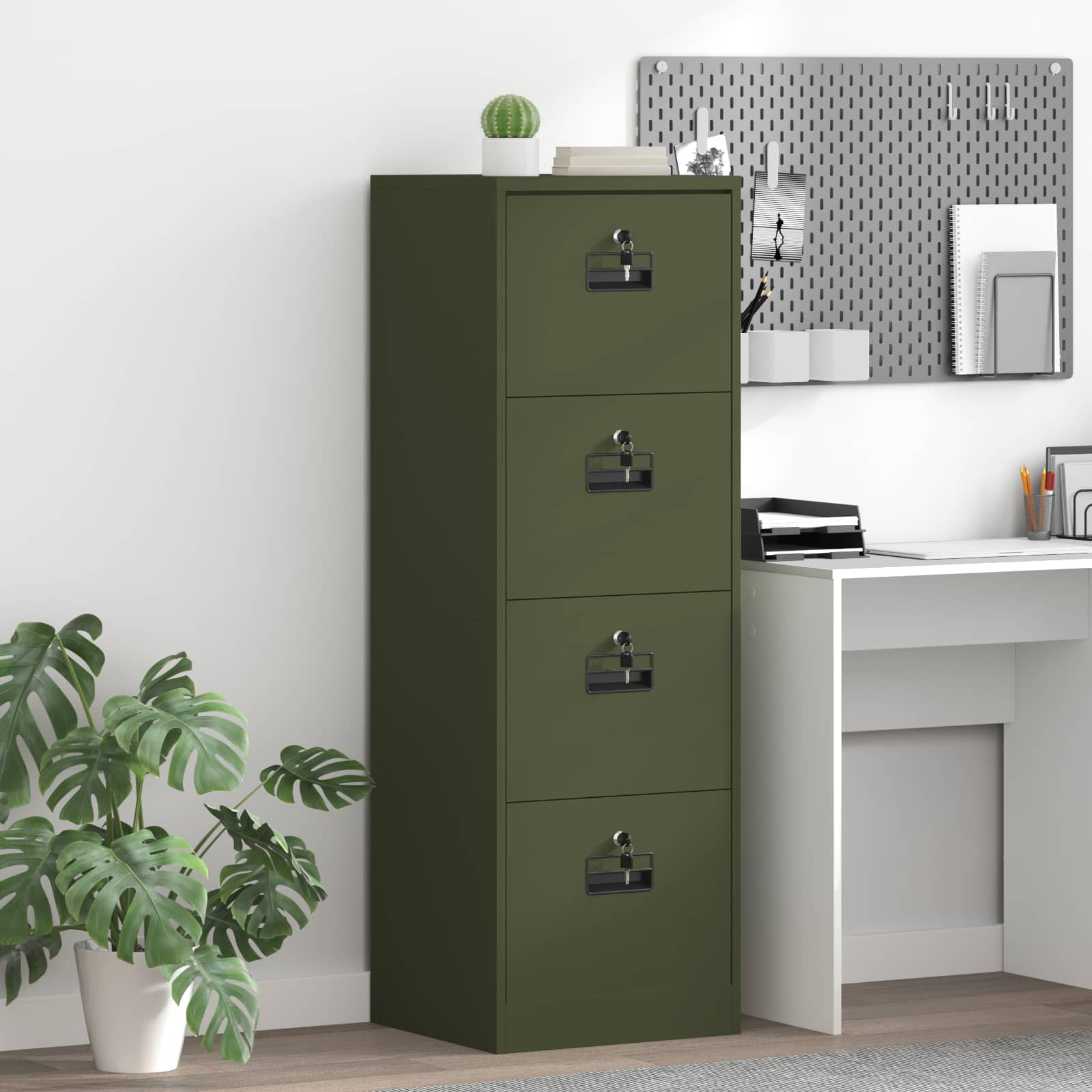 vidaXL Aktenschrank Olive Grün 45,5 x 42 x 139 cm Kaltgewalzter Stahl