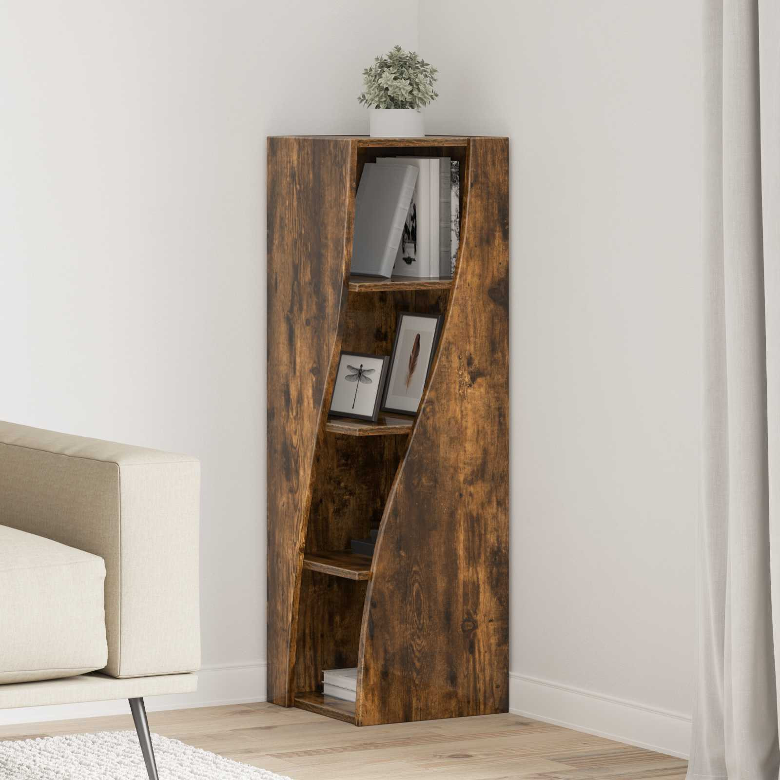vidaXL Eckschrank Geräucherte Eiche 32x32x102cm Holzwerkstoff