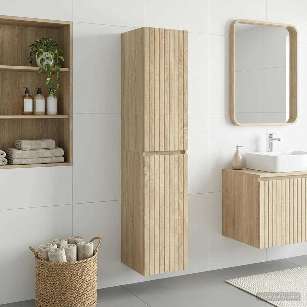 vidaXL Wandmontierter Badezimmerschrank Sonoma-Eiche