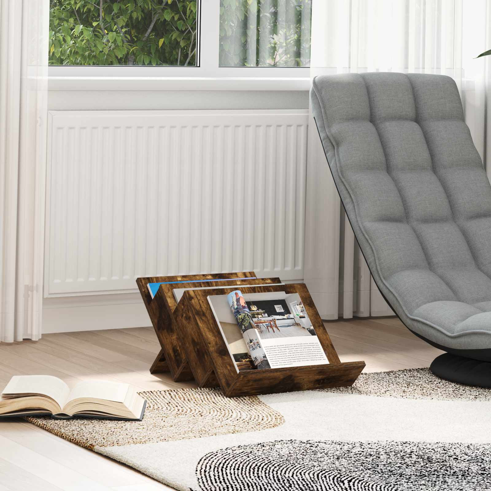 vidaXL Magazinregal Geräucherte Eiche 53 x 40 x 28,5 cm Holzwerkstoff