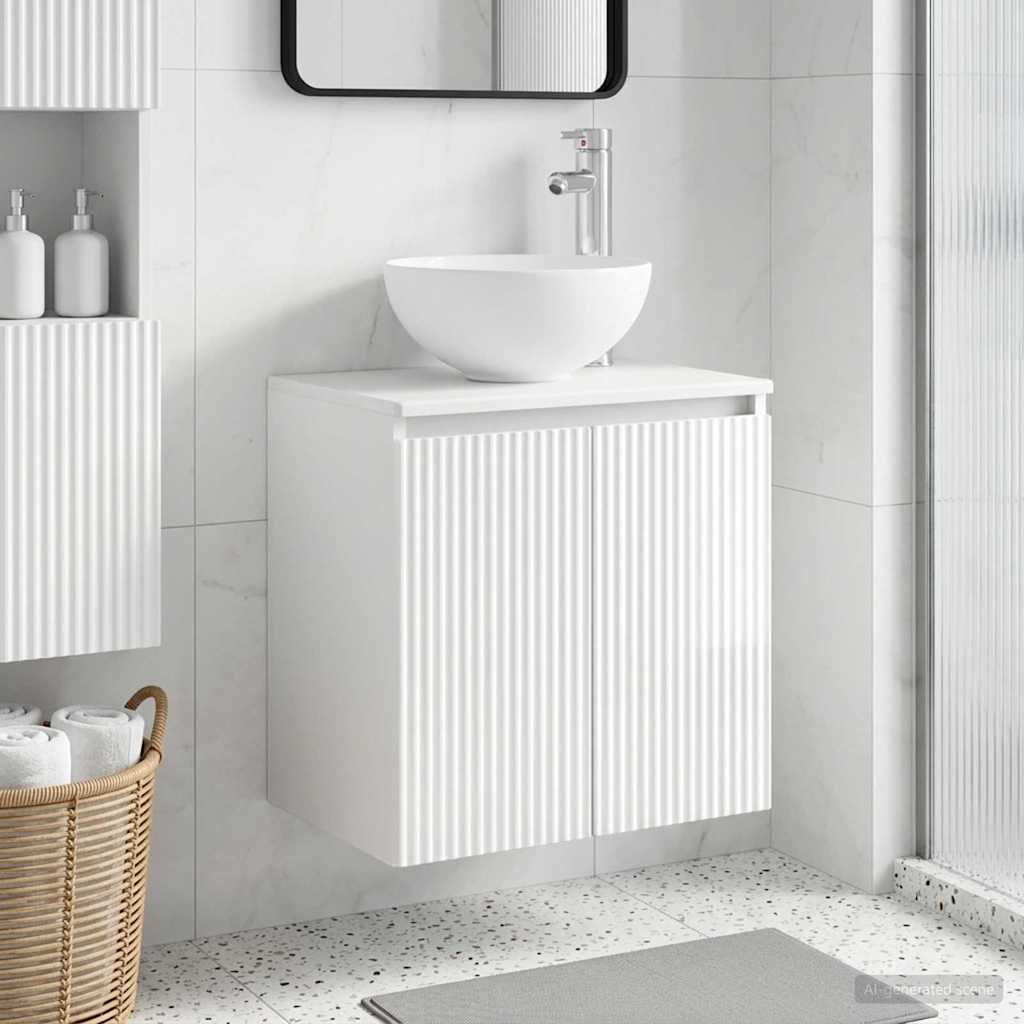 vidaXL Wandmontierte Waschtisch Hochglanz Weiß 49,5 x 35 x 63 cm