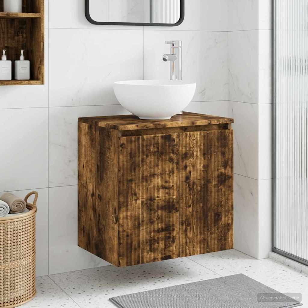 vidaXL Wandmontierte Waschtisch Geräucherte Eiche 49,5 x 35 x 63 cm