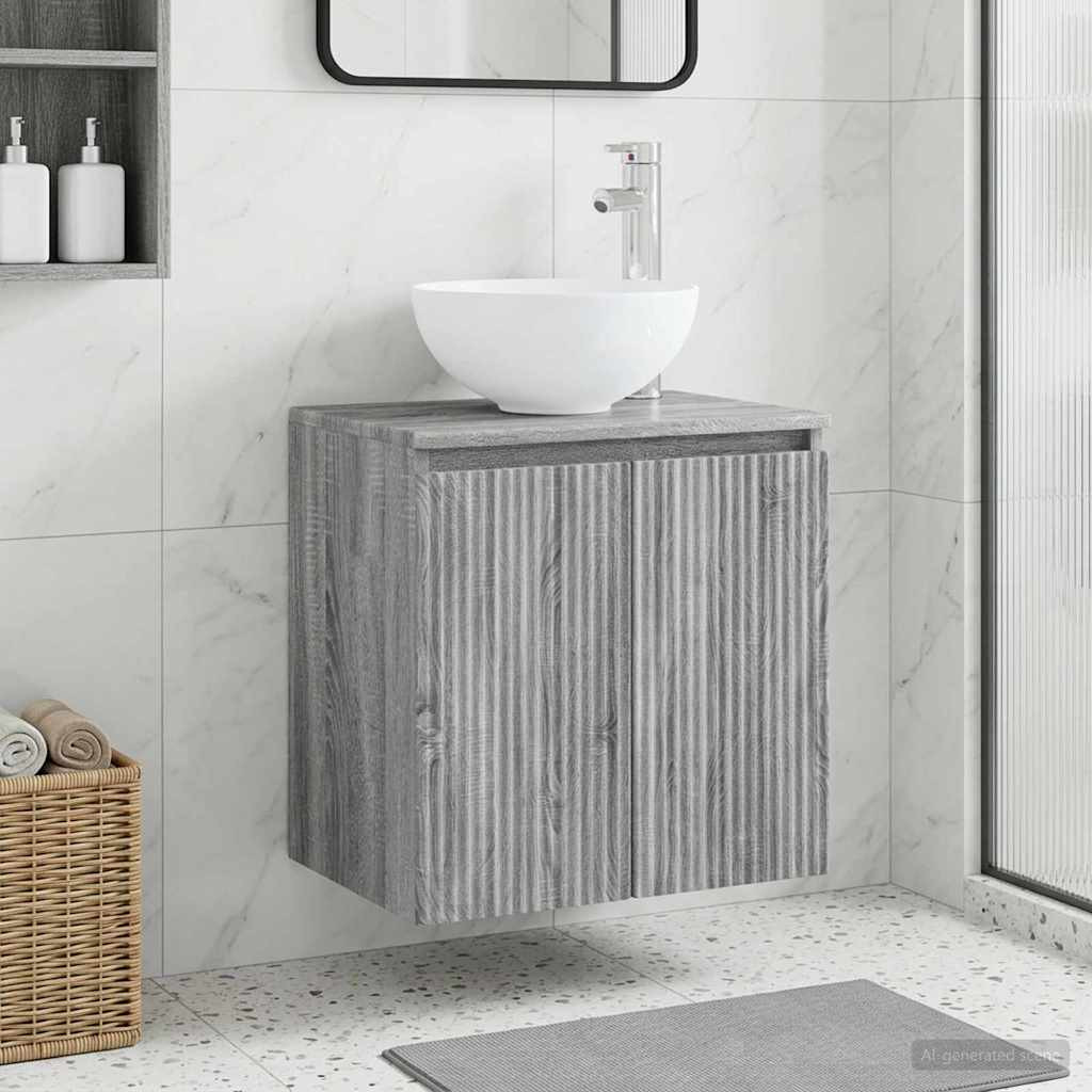 vidaXL Wandmontierte Waschtisch Grau Sonoma 49,5 x 35 x 63 cm