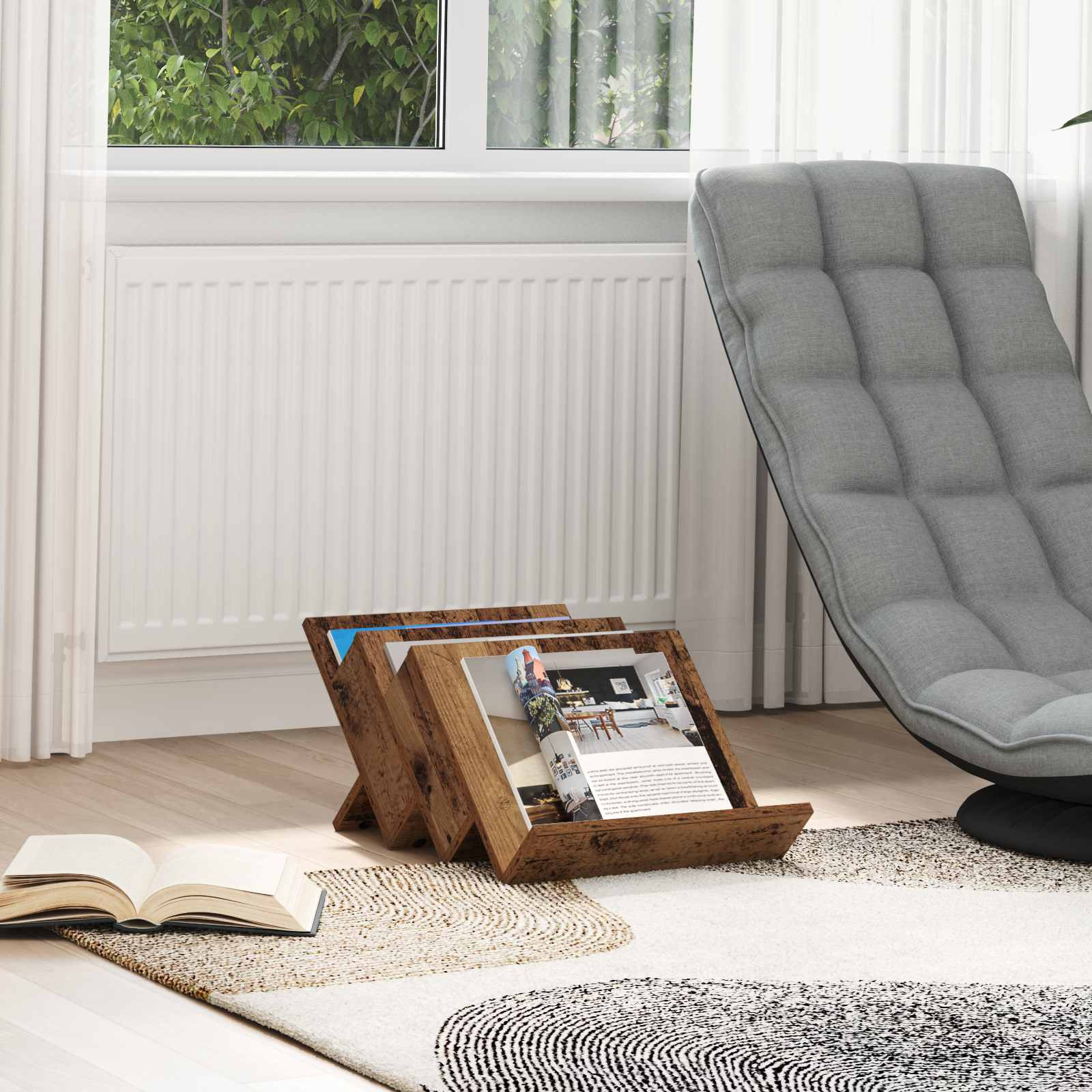 vidaXL Magazinregal mit Regal Altholz 53 x 40 x 28,5 cm Holzwerkstoff