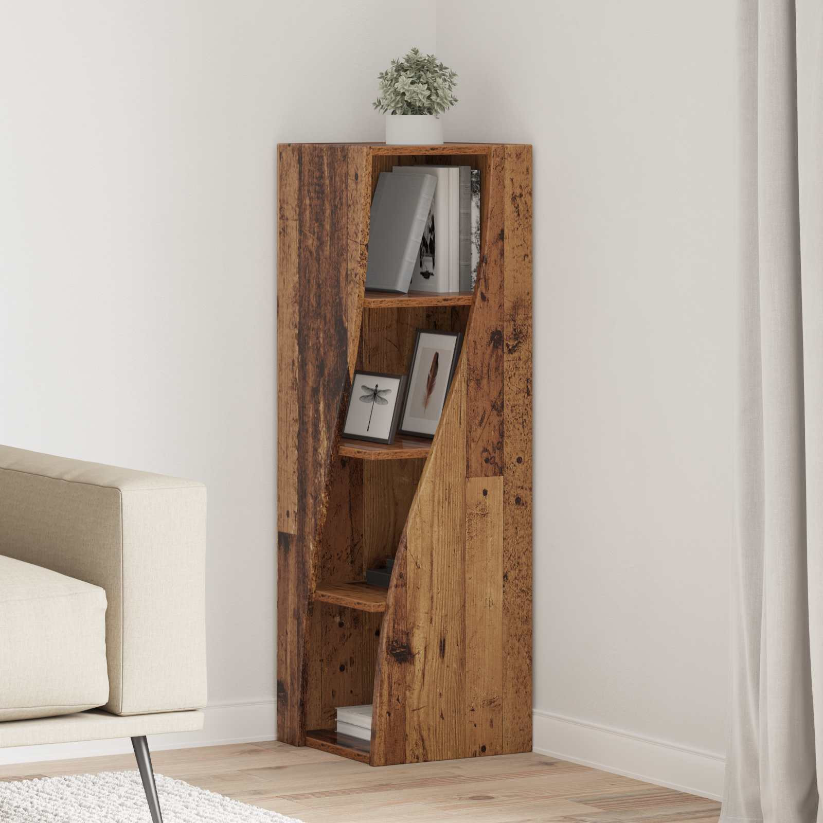 vidaXL Eckschrank Altholz 32x32x102cm Holzwerkstoff