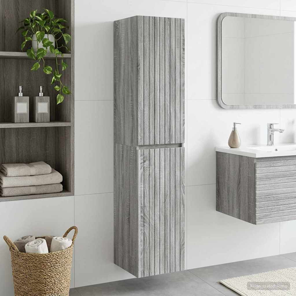 vidaXL Wandmontierter Badezimmerschrank Grau Sonoma 33 x 34,5 x 160 cm