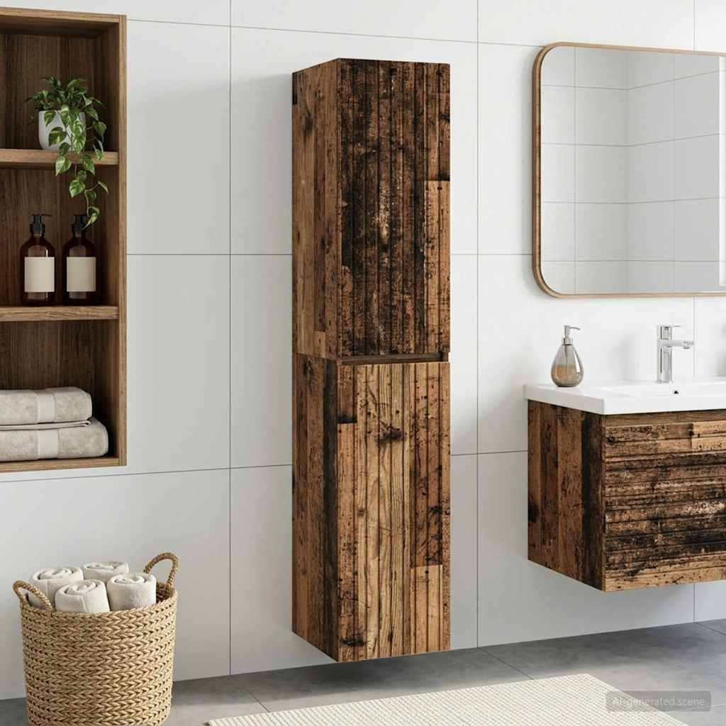 vidaXL Wandmontierter Badezimmerschrank Altholz 33 x 34,5 x 160 cm