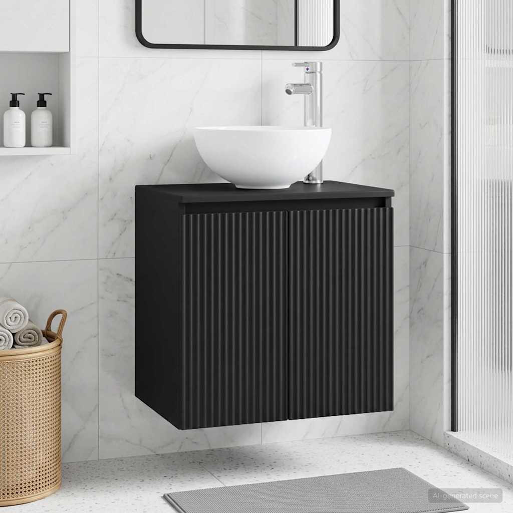 vidaXL Wandmontierte Waschtisch Schwarz 49,5 x 41 x 64,5 cm