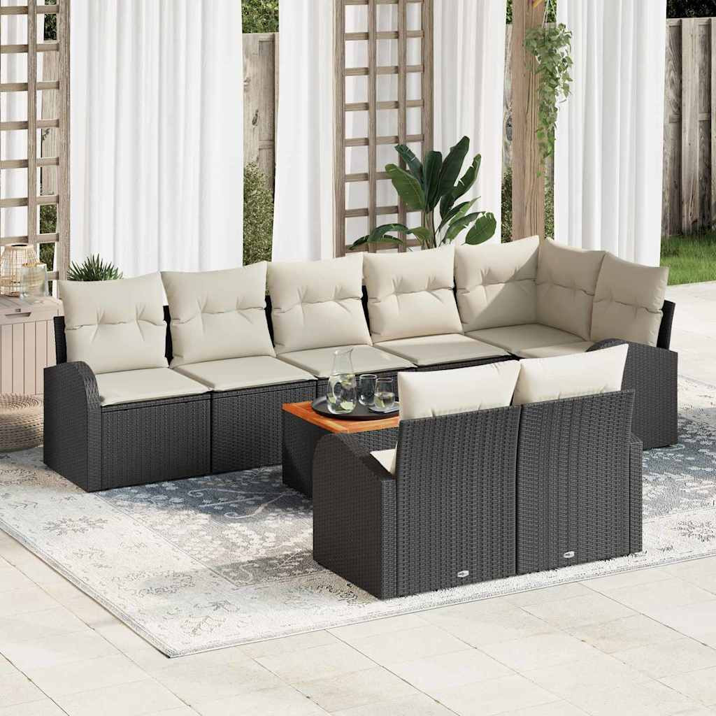 vidaXL Gartensofa-set mit Kissen 9 pcs Schwarz Poly-Rattan
