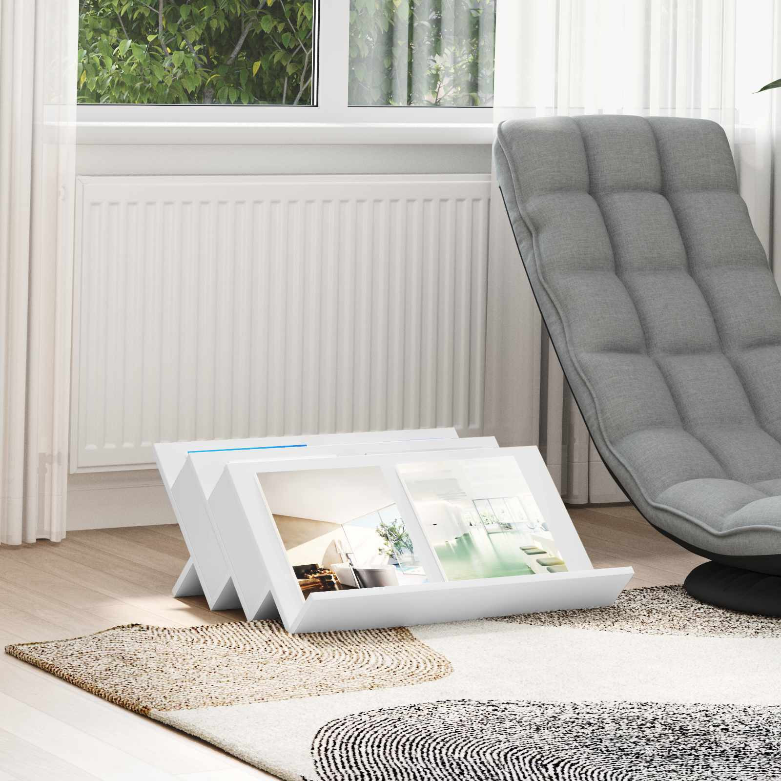 vidaXL Magazinregal mit Regal Weiß 65 x 53 x 28,5 cm Holzwerkstoff