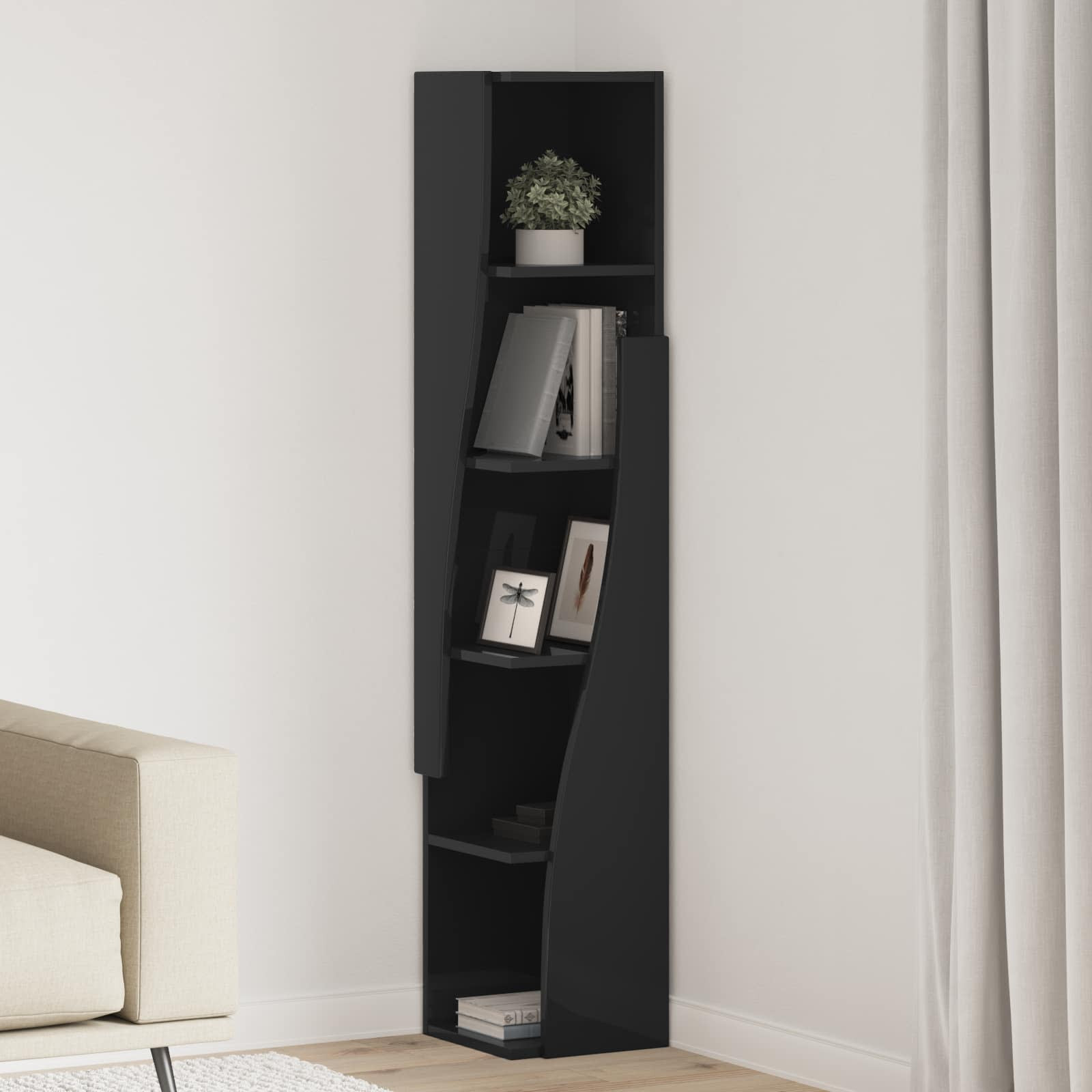 vidaXL Eckschrank Schwarz 27,5x27x140cm Holzwerkstoff