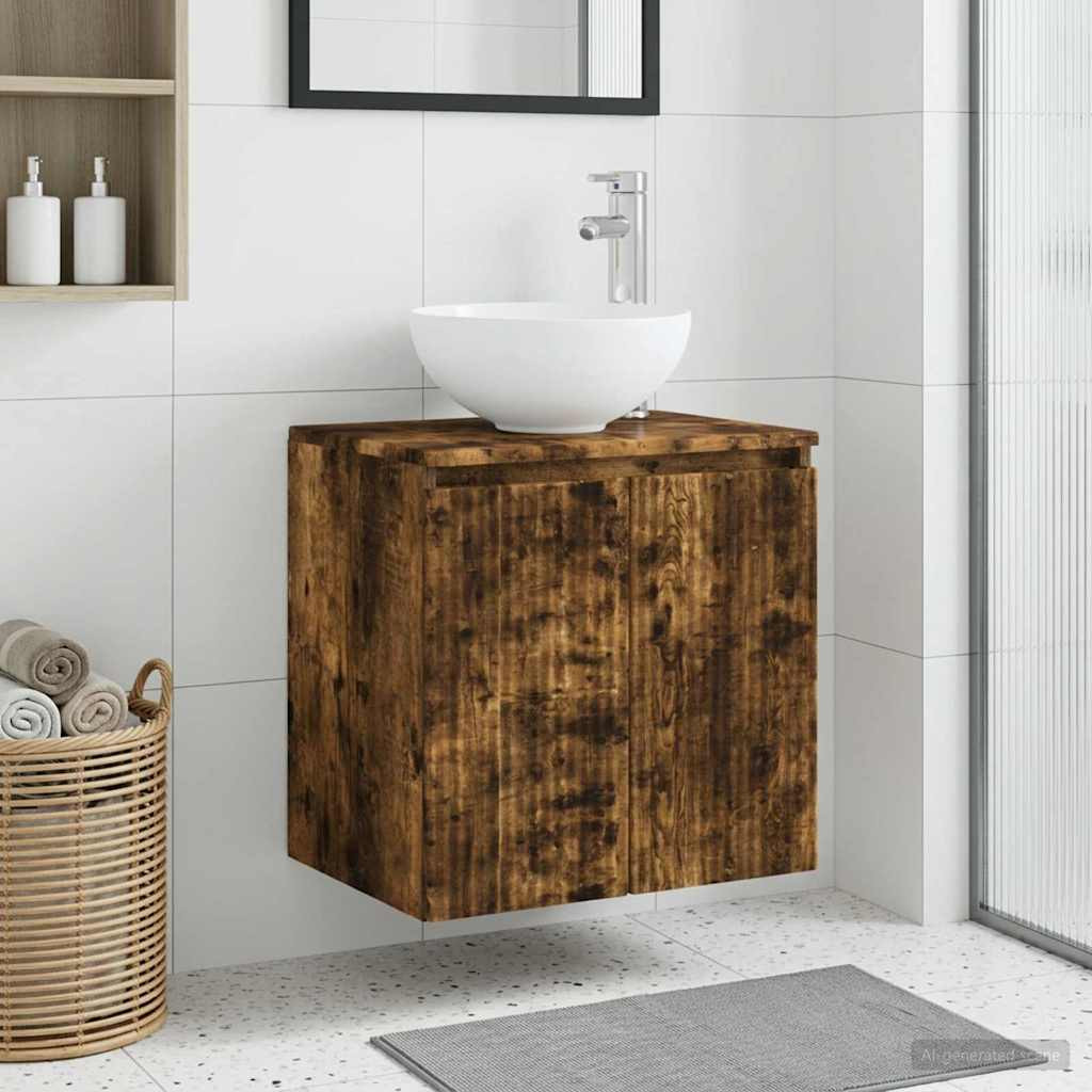 vidaXL Wandmontierte Waschtisch Geräucherte Eiche 49,5 x 41 x 64,5 cm